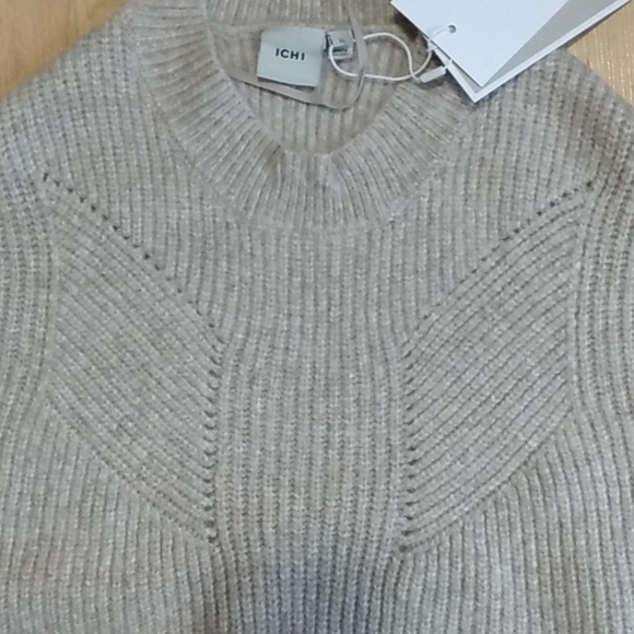 Ichi Ihmylle Sweater Oatmeal Melange Ribbed Sweater S - Picture 13 of 14